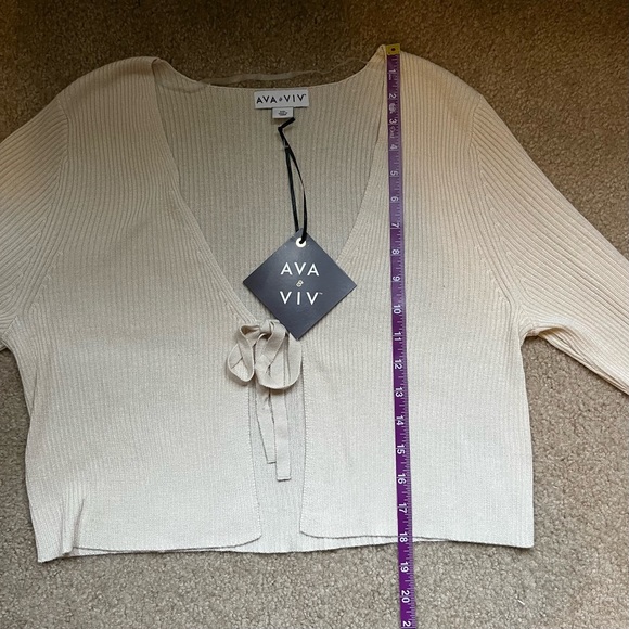 Ava & Viv Cropped Cream Ribbed Long Sleeve Cardigan Sweater NWT Target - Picture 8 of 8
